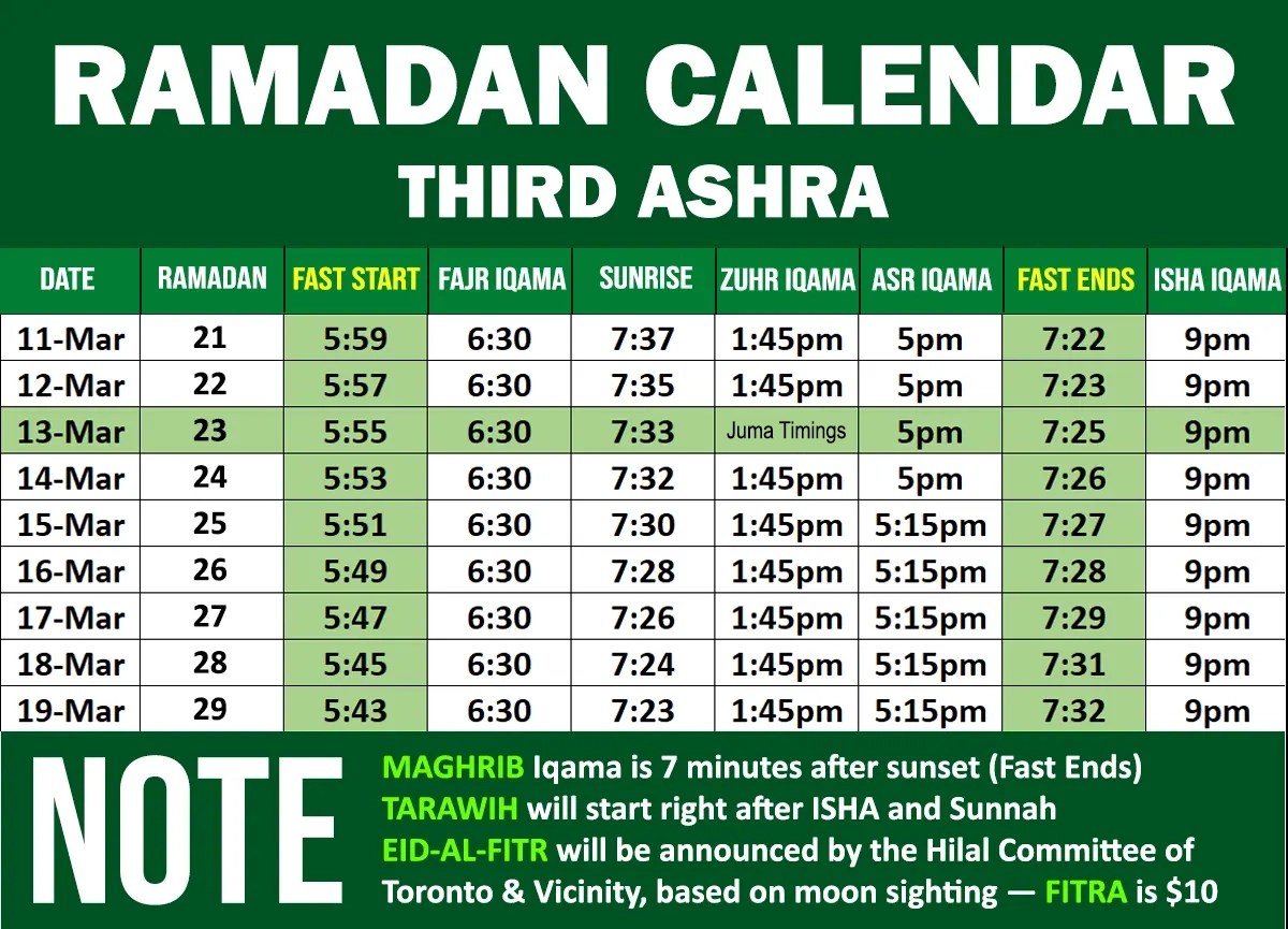 RAMADAN SCHEDULE